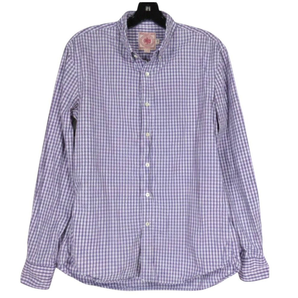 J. PRESS Trunk Club PURPLE/WHITE PLAID Lightweight OXFORD BUTTON-DOWN Shirt M